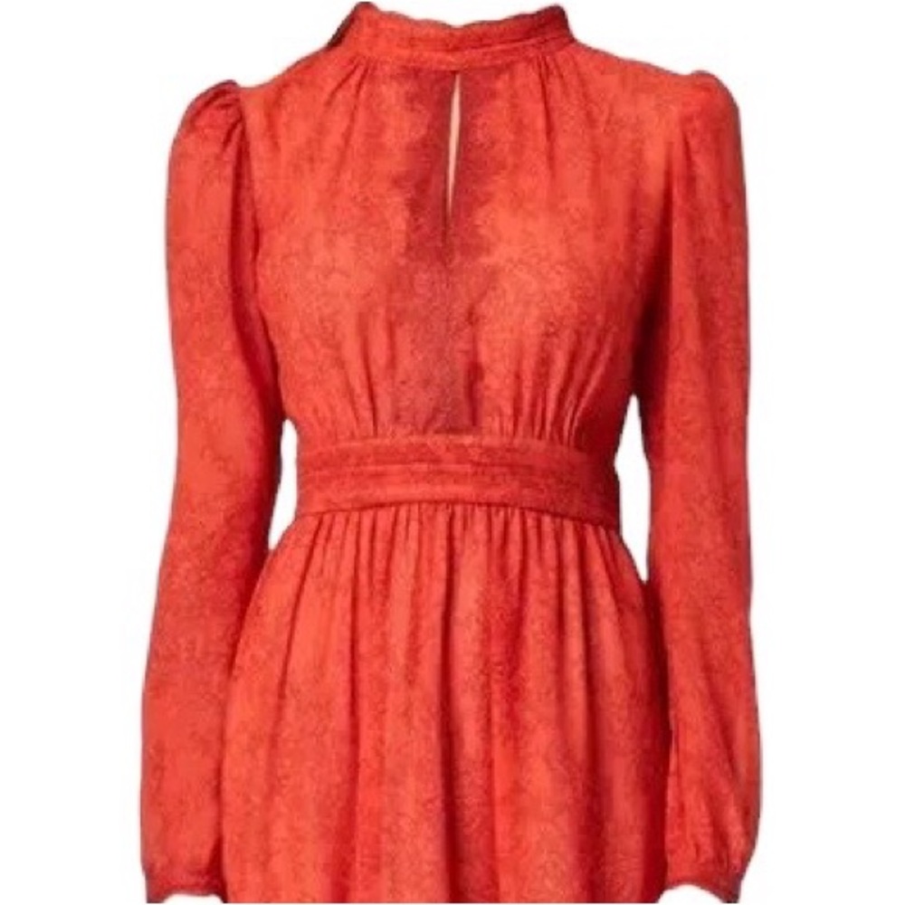 #044. French Connection orange lace empire waist dress